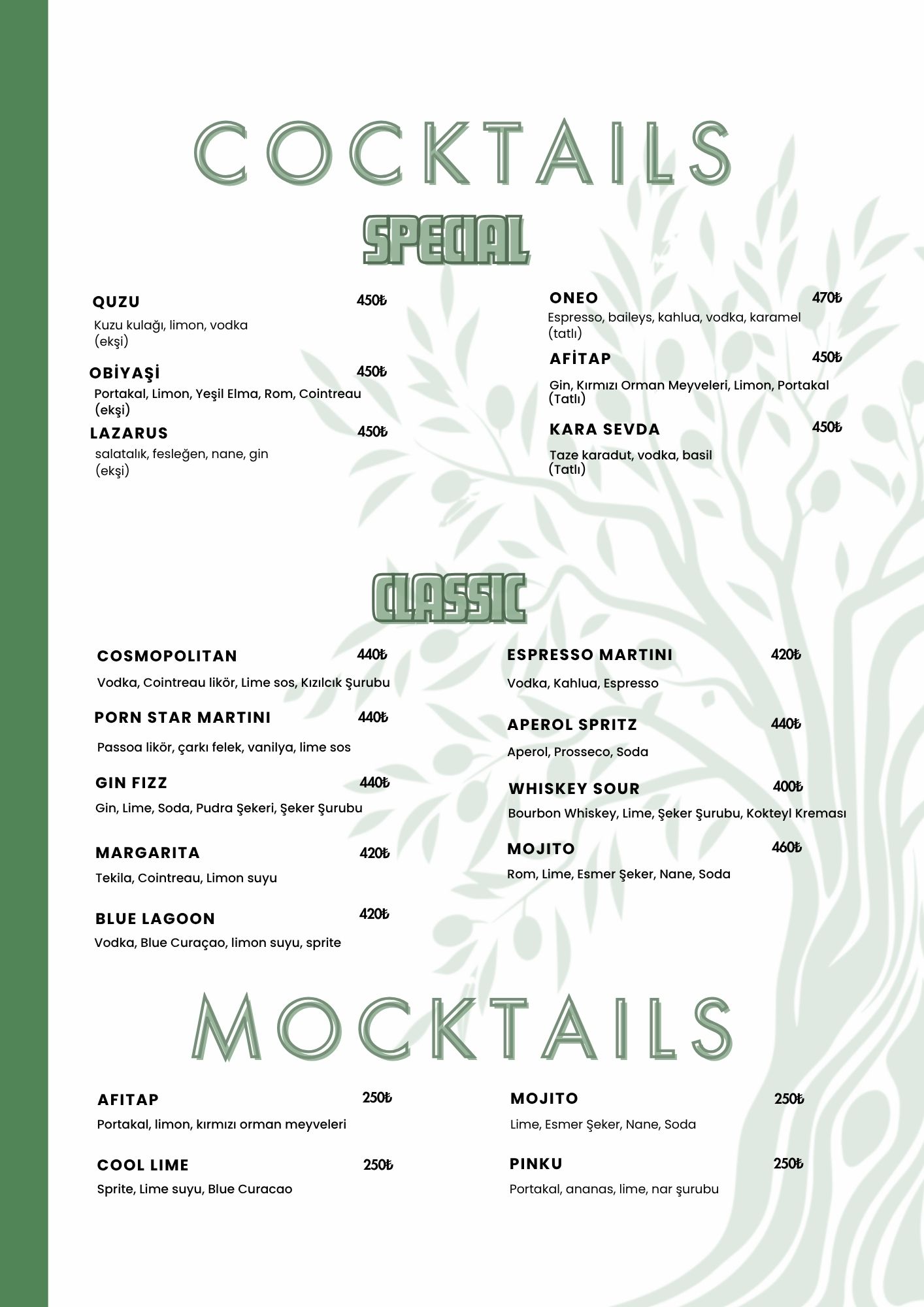 menu